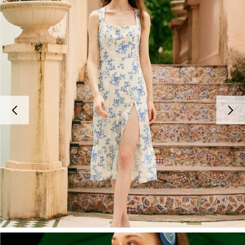 RIHOAS Square Neck Ruffle Trim Midi Dress